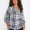 M&Co Petite Check Overhead Shirt - Blue -RIVE IS Clothing Shop VR47Y SQ1 0000000020 BLUE MDf