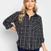 M&Co Petite Petite Boyfriend Check Shirt - Black  -RIVE IS Clothing Shop VR47Z SQ1 0000000004 BLACK MDf