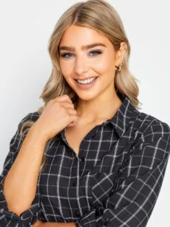 M&Co Petite Petite Boyfriend Check Shirt - Black  -RIVE IS Clothing Shop VR47Z SQ4 0000000004 BLACK MDd