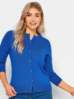 M&Co Petite Button Cardigan - Blue