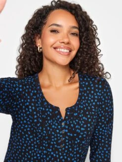 M&Co Petite Petite Henley Black/Colbalt Print -RIVE IS Clothing Shop VR48A SQ4 0000000004 BLACK MDd