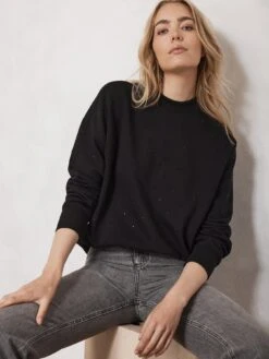 Mint Velvet Black Stud Detail Sweatshirt