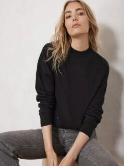 Mint Velvet Black Stud Detail Sweatshirt -RIVE IS Clothing Shop VR63T SQ3 0000000004 BLACK MDo