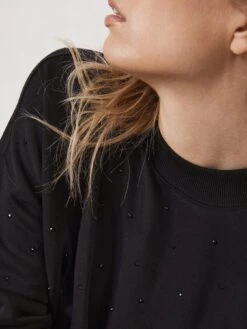Mint Velvet Black Stud Detail Sweatshirt -RIVE IS Clothing Shop VR63T SQ4 0000000004 BLACK MDd