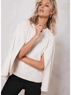 Mint Velvet Cream Cape Layered Top -RIVE IS Clothing Shop VR6G8 SQ4 0000000067 CREAM MDd