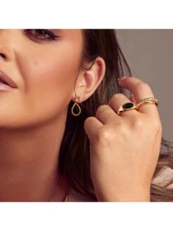 Hot Diamonds HD X JJ Black Onyx Oval Earrings -RIVE IS Clothing Shop VR8J8 SQ2 0000000036 GOLD MDf