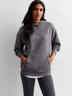 New Look Dark Grey Pocket Front Hoodie