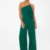 Quiz Petite Bottle Green One Shoulder Frill Palazzo Jumpsuit -RIVE IS Clothing Shop VRHD6 SQ1 0000000630 DARK GREEN MDf