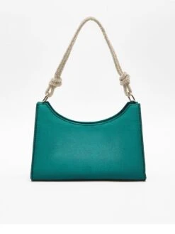 Quiz Teal Satin Knot Shoulder Bag
