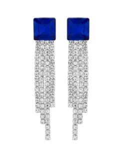 Jon Richard Jon Richard Silver Plated Blue Cubic Zirconia Drop Earrings