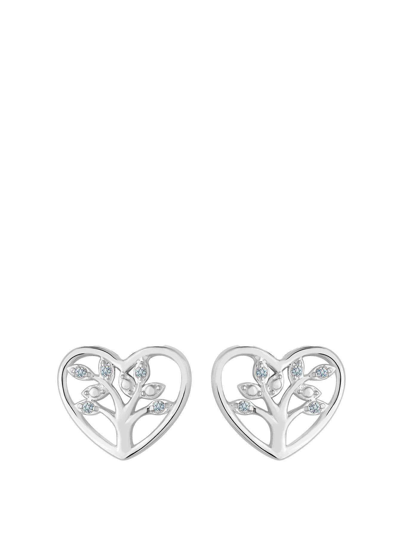 Simply Silver Sterling Silver 925 Tree Of Love Heart Stud Earrings 3 Simply Silver Sterling Silver 925 Tree Of Love Heart Stud Earrings