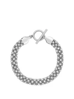 Jon Richard Rhodium Plated Popcorn Chain T Bar Bracelet