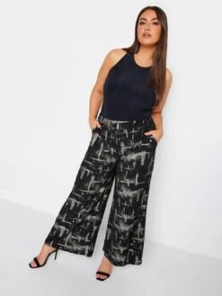 Yours Printed Wide Leg Trouser -RIVE IS Clothing Shop VRNTA SQ3 0000000004 BLACK MDo