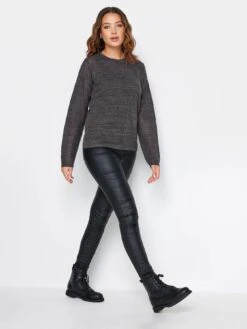 Long Tall Sally Charcoal Lurex Pointelle Jumper -RIVE IS Clothing Shop VRO0Q SQ3 0000000005 GREY MDo