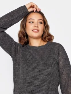 Long Tall Sally Charcoal Lurex Pointelle Jumper -RIVE IS Clothing Shop VRO0Q SQ4 0000000005 GREY MDd