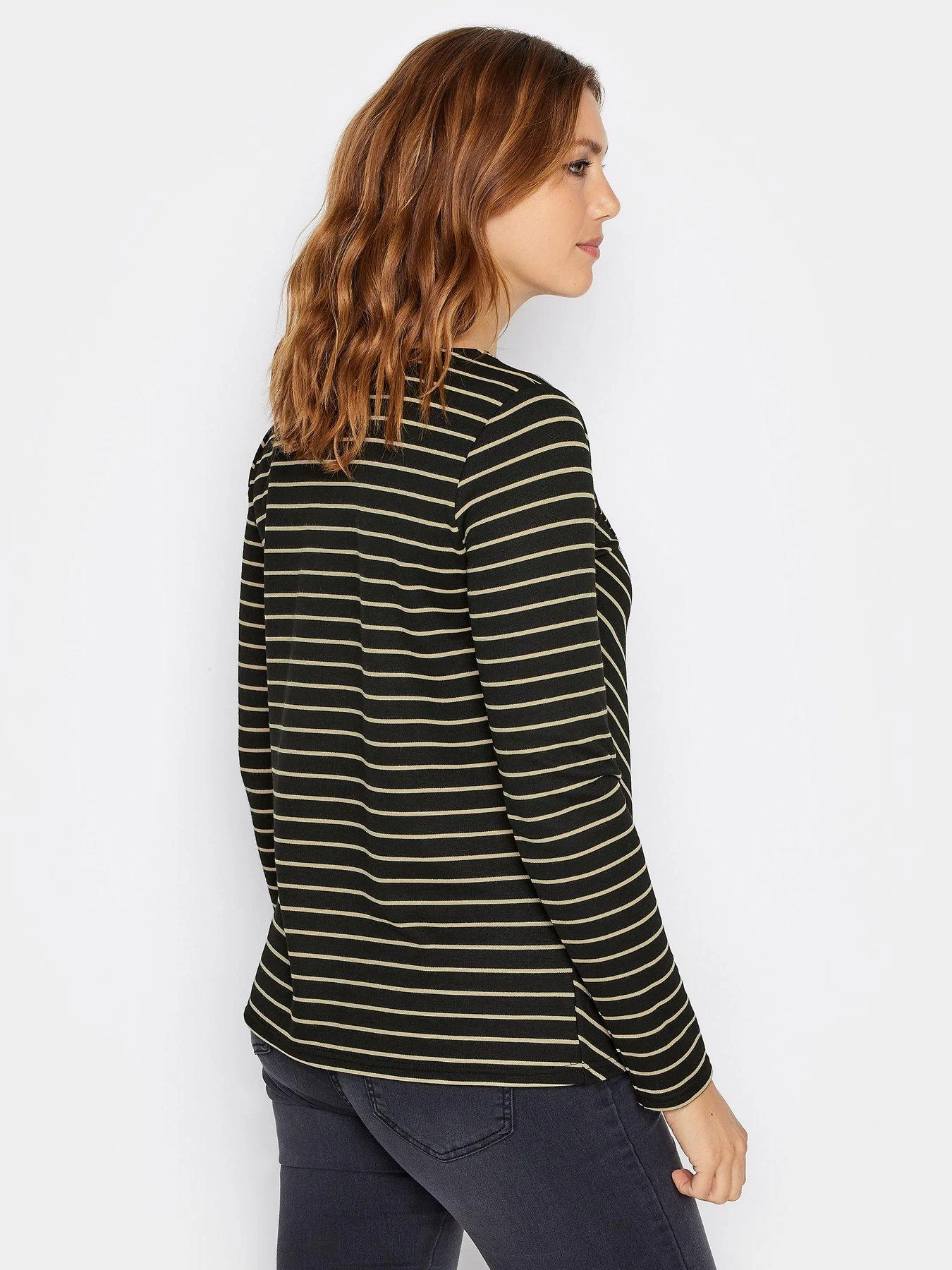 Long Tall Sally Black Stone Cut About Stripe Top 4 Long Tall Sally Black Stone Cut About Stripe Top - Image 2