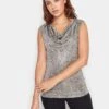 Long Tall Sally Metallic Sleeveless Cowl Neck Top - Silver 1 Long Tall Sally Metallic Sleeveless Cowl Neck Top - Silver -RIVE IS Clothing Shop VRO8K SQ1 0000000035 SILVER MDf
