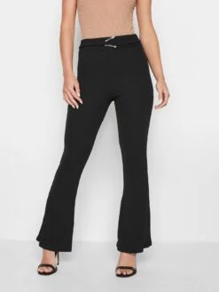 PixieGirl Petite Black Buckle Kick Flare