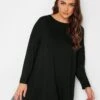 Yours Yours Long Sleeve Oversized Tee - Solid - Black