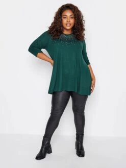 Yours Yours Stud Swing Top Forest Green -RIVE IS Clothing Shop VROAO SQ3 0000000047 GREEN MDo