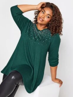 Yours Yours Stud Swing Top Forest Green -RIVE IS Clothing Shop VROAO SQ4 0000000047 GREEN MDd