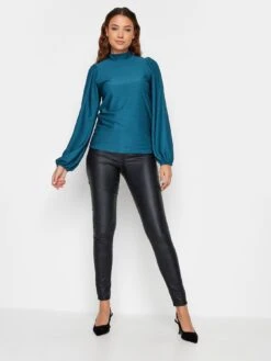 Long Tall Sally Dark Green High Neck Textured Top -RIVE IS Clothing Shop VROB0 SQ3 0000000047 GREEN MDo