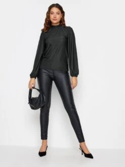 Long Tall Sally Black High Neck Textured Top -RIVE IS Clothing Shop VROB1 SQ3 0000000004 BLACK MDo