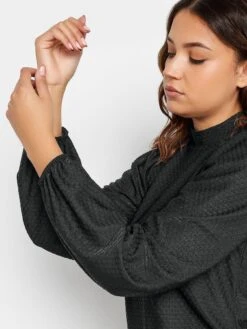 Long Tall Sally Black High Neck Textured Top -RIVE IS Clothing Shop VROB1 SQ4 0000000004 BLACK MDd