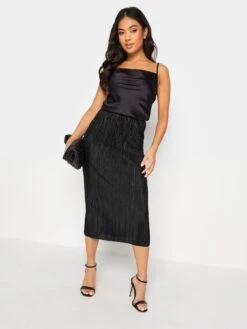 PixieGirl Petite Black Plisse Midaxi Skirt -RIVE IS Clothing Shop VROBF SQ3 0000000004 BLACK MDo