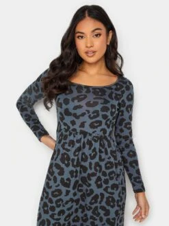 PixieGirl Petite Grey Animal Long Sleeve Midi Dress -RIVE IS Clothing Shop VROCY SQ4 0000000005 GREY MDd