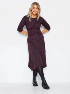 M&Co Petite Petite Berry Animal Midi Dress