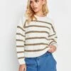 PixieGirl Petite Neutral Stripe Crew Neck Jumper -RIVE IS Clothing Shop VRODW SQ1 0000000013 WHITE MDf