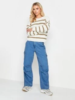 PixieGirl Petite Neutral Stripe Crew Neck Jumper -RIVE IS Clothing Shop VRODW SQ3 0000000013 WHITE MDo