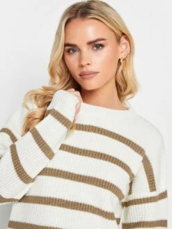 PixieGirl Petite Neutral Stripe Crew Neck Jumper -RIVE IS Clothing Shop VRODW SQ4 0000000013 WHITE MDd
