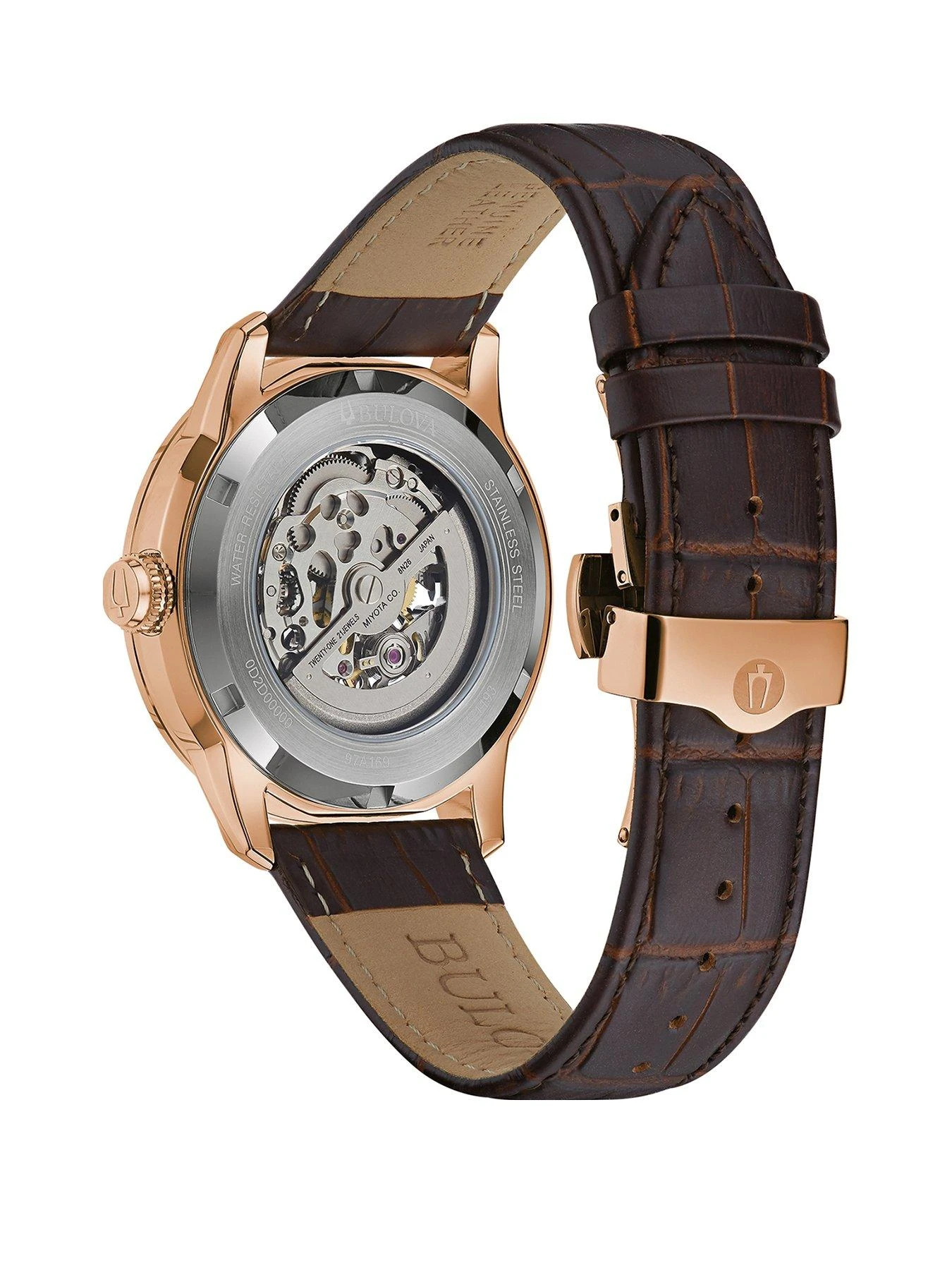 Bulova Sutton Rose Gold-Tone Stainless Steel Dial With Leather Strap Mens Watch 4 Bulova Sutton Rose Gold-Tone Stainless Steel Dial With Leather Strap Mens Watch - Image 2