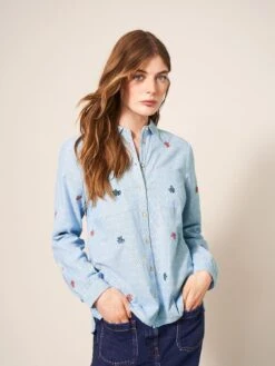 White Stuff White Stuff Sophie Embroidered Shirt - Blue