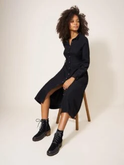White Stuff Jade Cord Shirt Dress - Black -RIVE IS Clothing Shop VRRLW SQ3 0000000004 BLACK MDo