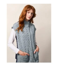 White Stuff Chestnut Cable Pocket Poncho - Grey