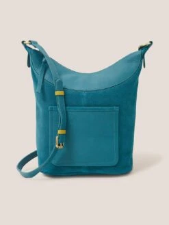White Stuff Fleur Suede Crossbody - Green