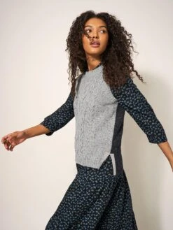 White Stuff Colourblock Cable Tank - Grey -RIVE IS Clothing Shop VRRQQ SQ3 0000000005 GREY MDo