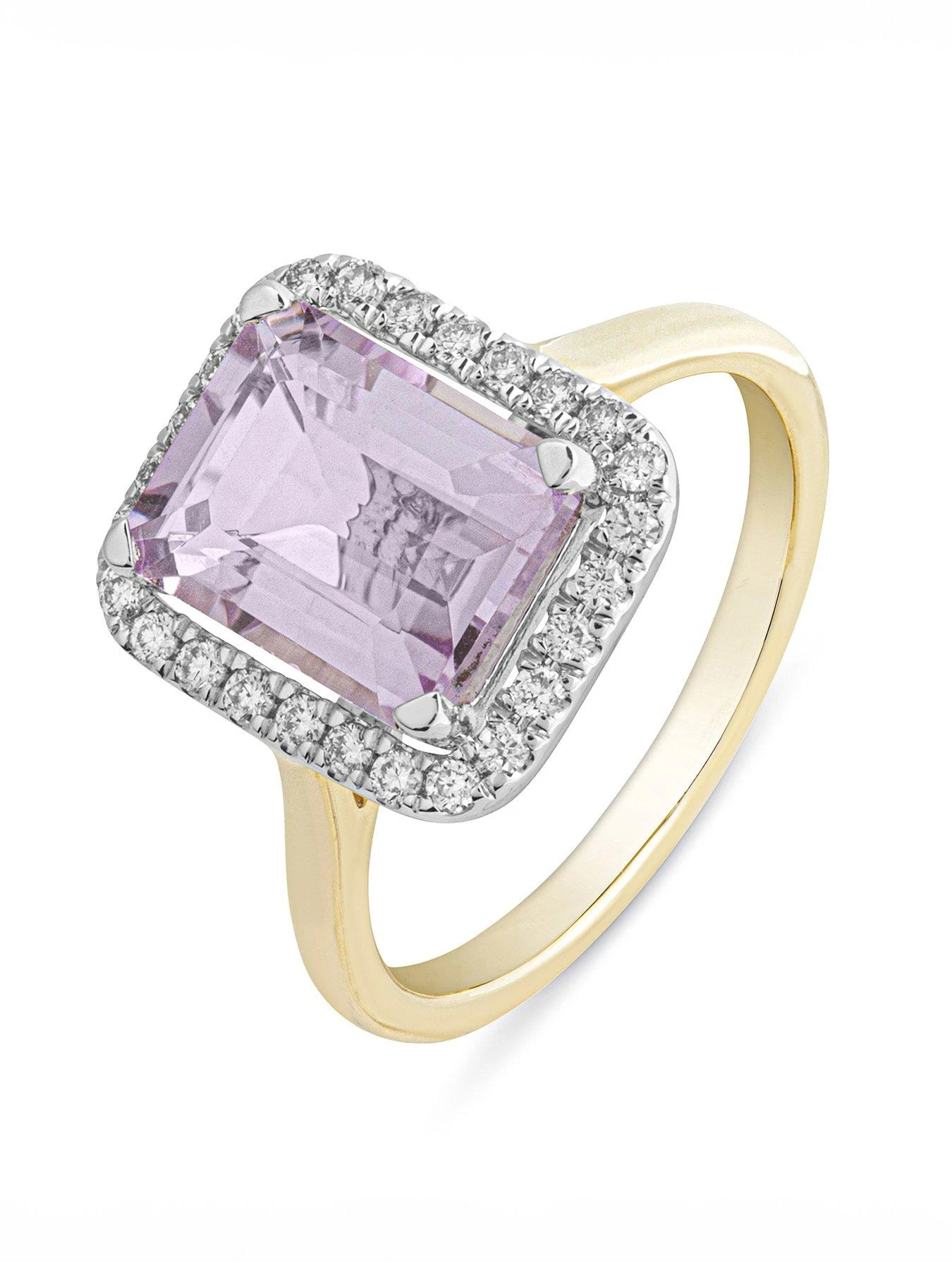 Love GEM Reeva 9ct Gold Lab Grown Emerald Cut 025ct Diamond Pink Amethyst Ring 3 Love GEM Reeva 9ct Gold Lab Grown Emerald Cut 025ct Diamond Pink Amethyst Ring