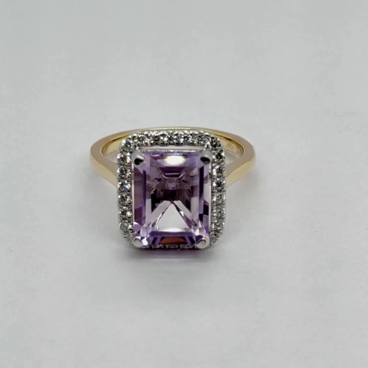 Love GEM Reeva 9ct Gold Lab Grown Emerald Cut 025ct Diamond Pink Amethyst Ring 7 Love GEM Reeva 9ct Gold Lab Grown Emerald Cut 025ct Diamond Pink Amethyst Ring - Image 5