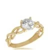 Love GOLD 9ct Yellow Gold 6mm White Round Cut CZ Plaited Solitaire Ring -RIVE IS Clothing Shop VRXJ9 SQ1 0000000036 GOLD SLa