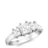 Love GOLD 9ct White Gold 3-CZ Princess Cut Ring