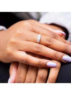 Love GOLD 9ct White Gold 3-CZ Princess Cut Ring -RIVE IS Clothing Shop VRXJE SQ6 0000002257 WHITE GOLD MDd