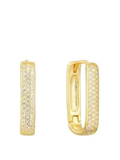 Seol + Gold Pave CZ Rectangle Hoops (larger Size)