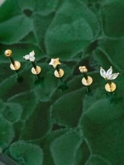 Seol + Gold Lotus CZ Labret Stud Earring (single Earring) -RIVE IS Clothing Shop VRXQ5 SQ3 0000000036 GOLD SLd