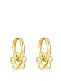 Seol + Gold Puffy Flower Hoops
