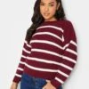 PixieGirl Petite Wine Stripe Crew Neck Jumper 2 PixieGirl Petite Wine Stripe Crew Neck Jumper -RIVE IS Clothing Shop VSG46 SQ1 0000000017 RED MDf