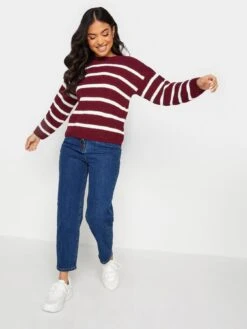 PixieGirl Petite Wine Stripe Crew Neck Jumper -RIVE IS Clothing Shop VSG46 SQ3 0000000017 RED MDo